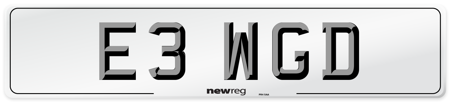 E3 WGD Number Plate from New Reg